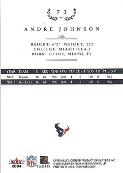 2004 Fleer Inscribed #73 Andre Johnson Back