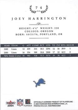 2004 Fleer Inscribed #74 Joey Harrington Back