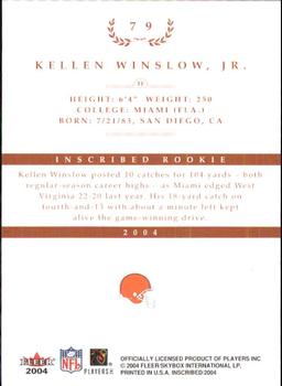 2004 Fleer Inscribed #79 Kellen Winslow, Jr. Back