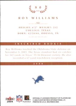 2004 Fleer Inscribed #80 Roy Williams Back