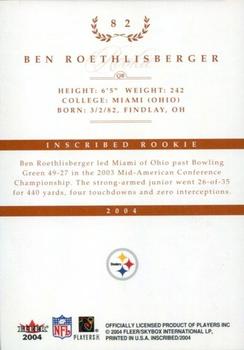 2004 Fleer Inscribed #82 Ben Roethlisberger Back