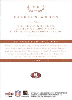 2004 Fleer Inscribed #90 Rashaun Woods Back