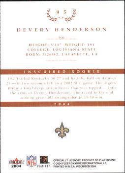 2004 Fleer Inscribed #95 Devery Henderson Back