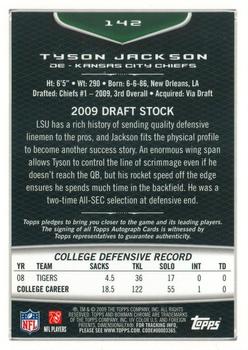 2009 Bowman Chrome - Rookie Autographs #142 Tyson Jackson Back