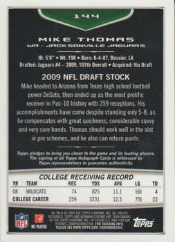 2009 Bowman Chrome - Rookie Autographs #144 Mike Thomas Back