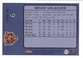 2004 Fleer Platinum #6 Brian Urlacher Back
