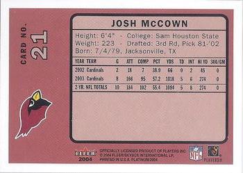 2004 Fleer Platinum #21 Josh McCown Back