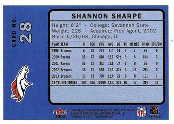 2004 Fleer Platinum #28 Shannon Sharpe Back
