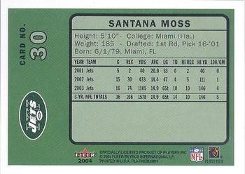 2004 Fleer Platinum #30 Santana Moss Back