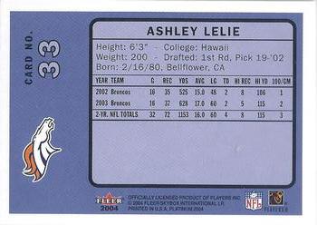 2004 Fleer Platinum #33 Ashley Lelie Back