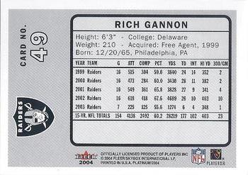 2004 Fleer Platinum #49 Rich Gannon Back