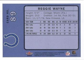 2004 Fleer Platinum #89 Reggie Wayne Back