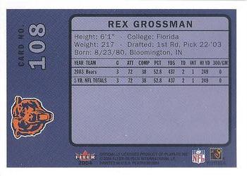 2004 Fleer Platinum #108 Rex Grossman Back