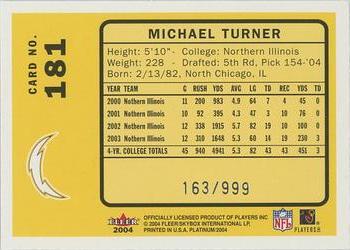 2004 Fleer Platinum #181 Michael Turner Back