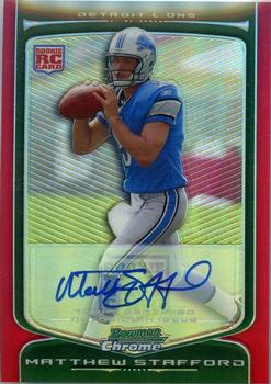 2009 Bowman Chrome - Rookie Autographs Red Refractors #111 Matthew Stafford Front