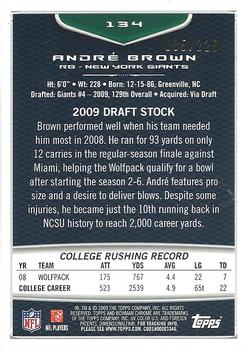 2009 Bowman Chrome - Rookies Bronze #134 Andre Brown Back