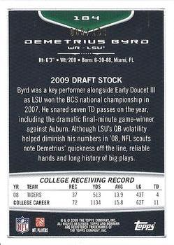 2009 Bowman Draft Picks #184 Demetrius Byrd Back