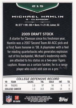2009 Bowman Draft Picks - Blue #215 Michael Hamlin Back