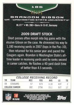 2009 Bowman Draft Picks - Bronze #186 Brandon Gibson Back