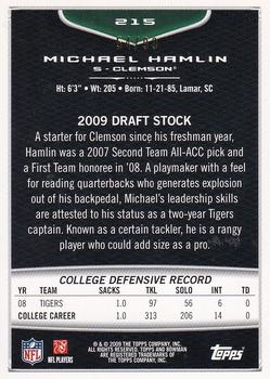 2009 Bowman Draft Picks - Bronze #215 Michael Hamlin Back