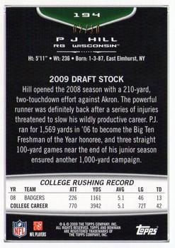 2009 Bowman Draft Picks - Gold #194 P.J. Hill Back