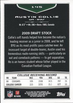 2009 Bowman Draft Picks - Red #145 Austin Collie Back