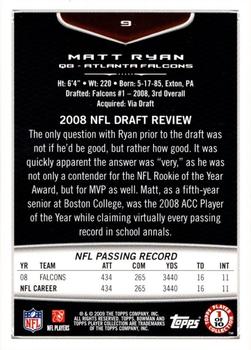 2009 Bowman Draft Picks - Red #9 Matt Ryan Back