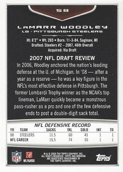 2009 Bowman Draft Picks - Red #58 LaMarr Woodley Back