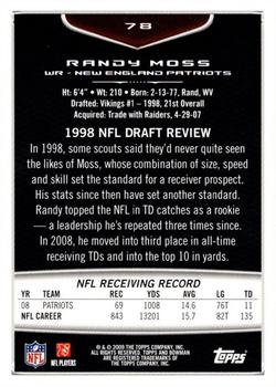 2009 Bowman Draft Picks - Red #78 Randy Moss Back
