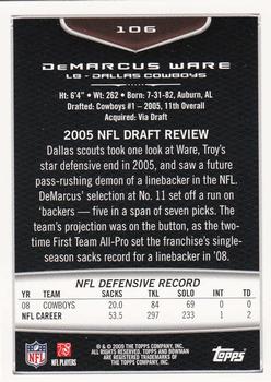 2009 Bowman Draft Picks - Red #106 DeMarcus Ware Back