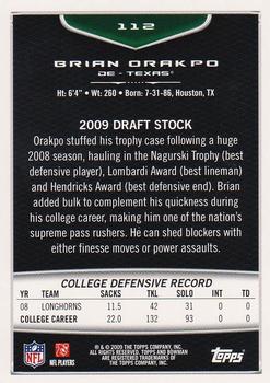 2009 Bowman Draft Picks - Red #112 Brian Orakpo Back