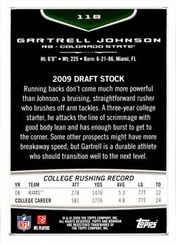 2009 Bowman Draft Picks - Red #118 Gartrell Johnson Back