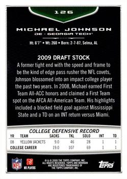2009 Bowman Draft Picks - Red #126 Michael Johnson Back