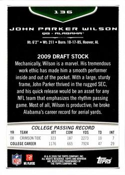2009 Bowman Draft Picks - Red #136 John Parker Wilson Back