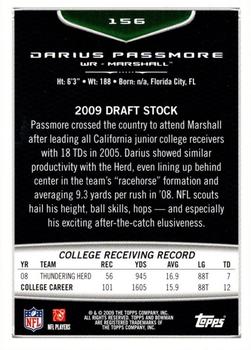2009 Bowman Draft Picks - Red #156 Darius Passmore Back
