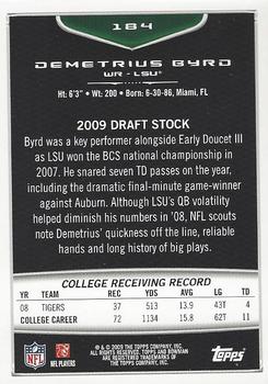 2009 Bowman Draft Picks - Red #184 Demetrius Byrd Back