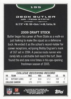 2009 Bowman Draft Picks - Red #195 Deon Butler Back