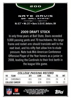 2009 Bowman Draft Picks - Red #200 Nate Davis Back