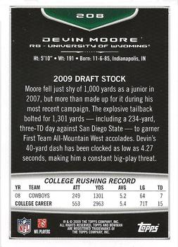 2009 Bowman Draft Picks - Red #208 Devin Moore Back