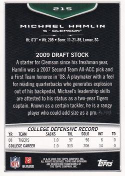 2009 Bowman Draft Picks - Red #215 Michael Hamlin Back