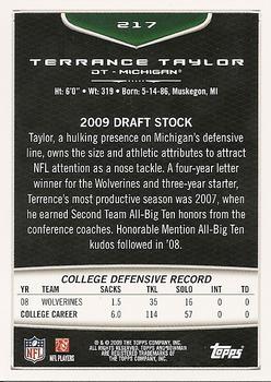 2009 Bowman Draft Picks - Red #217 Terrance Taylor Back