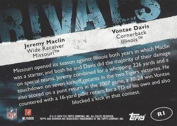 2009 Bowman Draft Picks - Rivals #R1 Jeremy Maclin / Vontae Davis Back