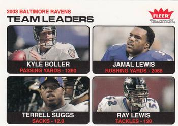 2004 Fleer Tradition #16 Kyle Boller / Jamal Lewis / Terrell Suggs / Ray Lewis Front