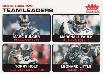 2004 Fleer Tradition #26 Marc Bulger / Marshall Faulk / Torry Holt / Leonard Little Front