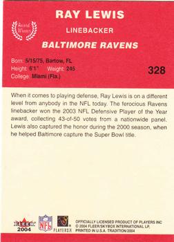 2004 Fleer Tradition #328 Ray Lewis Back