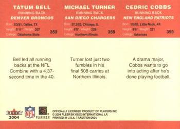 2004 Fleer Tradition #359  Tatum Bell / Michael Turner / Cedric Cobbs  Back
