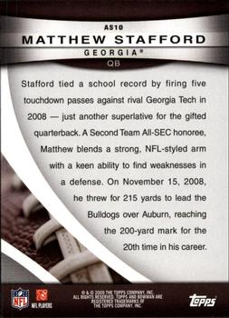 2009 Bowman Draft Picks - '09 Rookie All-Stars #AS10 Matthew Stafford Back