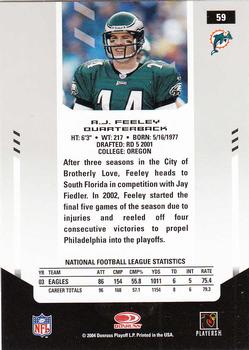 2004 Leaf Certified Materials #59 A.J. Feeley Back