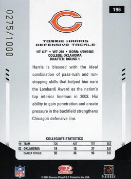 2004 Leaf Certified Materials #196 Tommie Harris Back