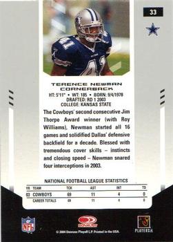 2004 Leaf Certified Materials #33 Terence Newman Back